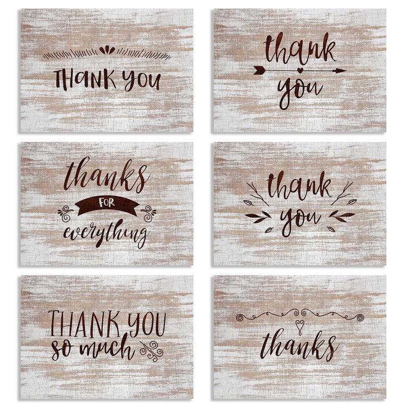 Toros.Store TOROS store 30 Pack Thank You Cards Set with Kraft Envelopes - 5 of Each Design - Perfect for Wedding Birthday Baby Shower Party Graduation - Image 1